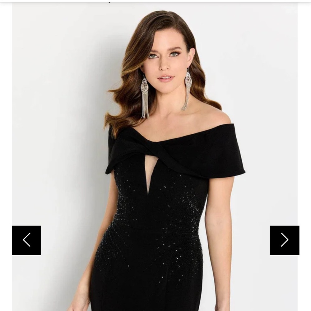 Off-Shoulder Black Evening Dress with Sparkle Detail for Mother of the Bride